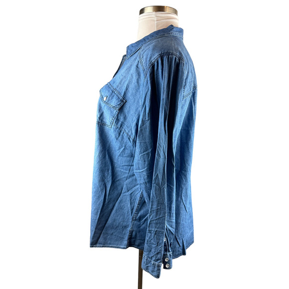 Torrid Taylor Medium Wash Denim Button Down Shirt Blue Women's Plus Size 3 3X - Picture 4 of 15